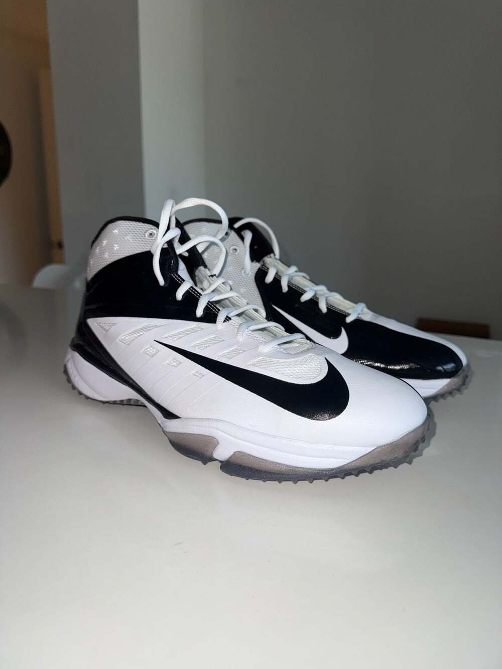 Nike Vapor Pro 3/4 Destroyer Turf Football Shoes - White/Black (527878-100)